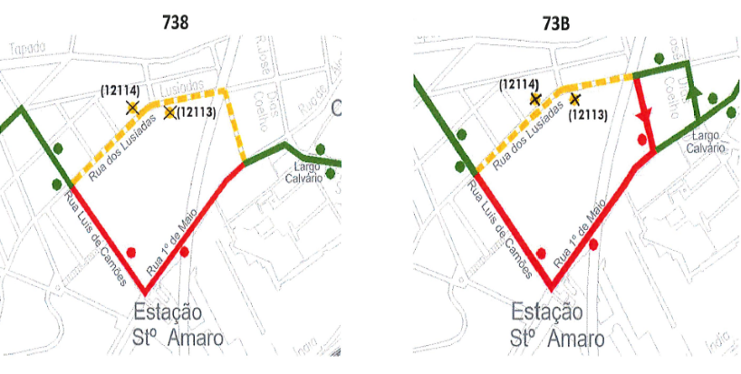 738, 73B | Alteração Provisória De Percurso E Paragens