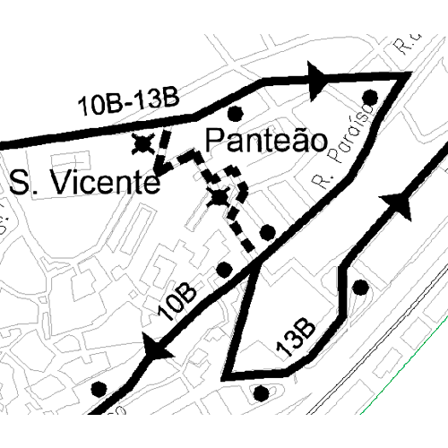 mapa alteração 10B e 13B nos dias 8, 10, 11 e 12 novembro