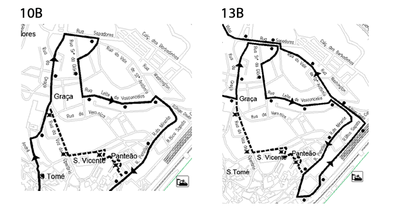 mapa alteração 10B e 13B dia 9 novembro