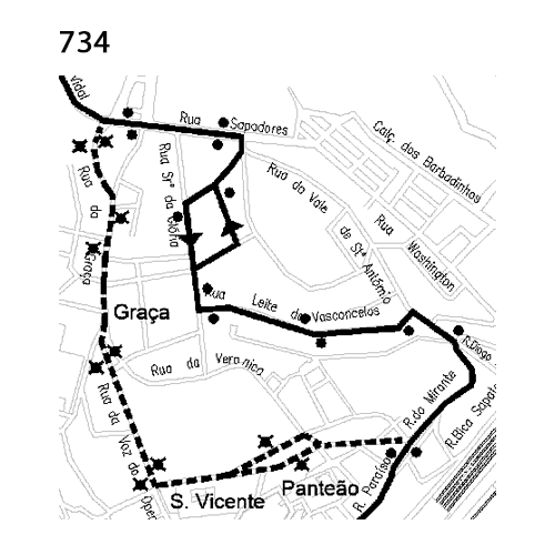 mapa alteração 734 – 10B – 13B nos dias 3 e 8 novembro