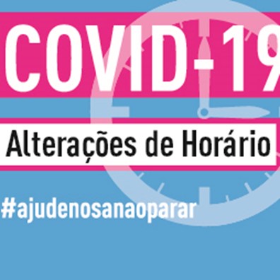 Imagem com elétrico à direita com o descritivo: Covid19, alterações de horário, #ajudenosanaoparar