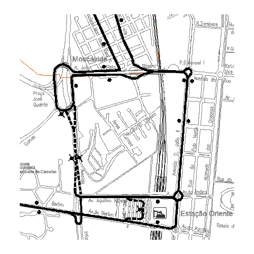 mapa alteração percurso 210 a partir 15 novembro