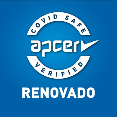 Imagem onde aparece o selo de certificação Covid Safe da CARRIS com o descritivo "Renovado"