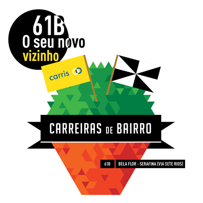 Imagem com manjerico e identificação da carreira 61B Bela Flor - Serafina (via Sete Rios)
