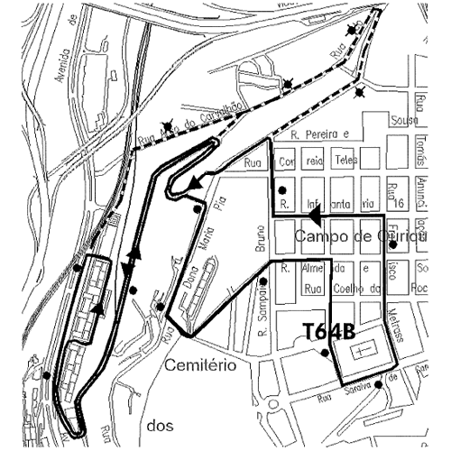 mapa de alteração da 64B nos dias 11 e 15 outubro
